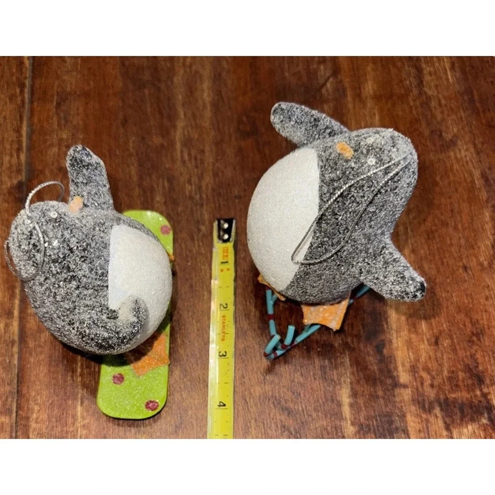 Christmas/Winter Skiing Penguin All glittered up 4 1/2 inches  Ornaments Ceramic
